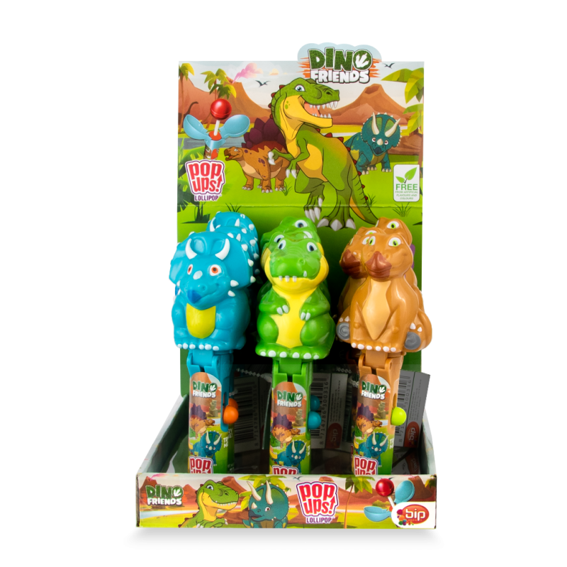 Bip Dino & Friends Pop Ups Lollipop 10G 12X1