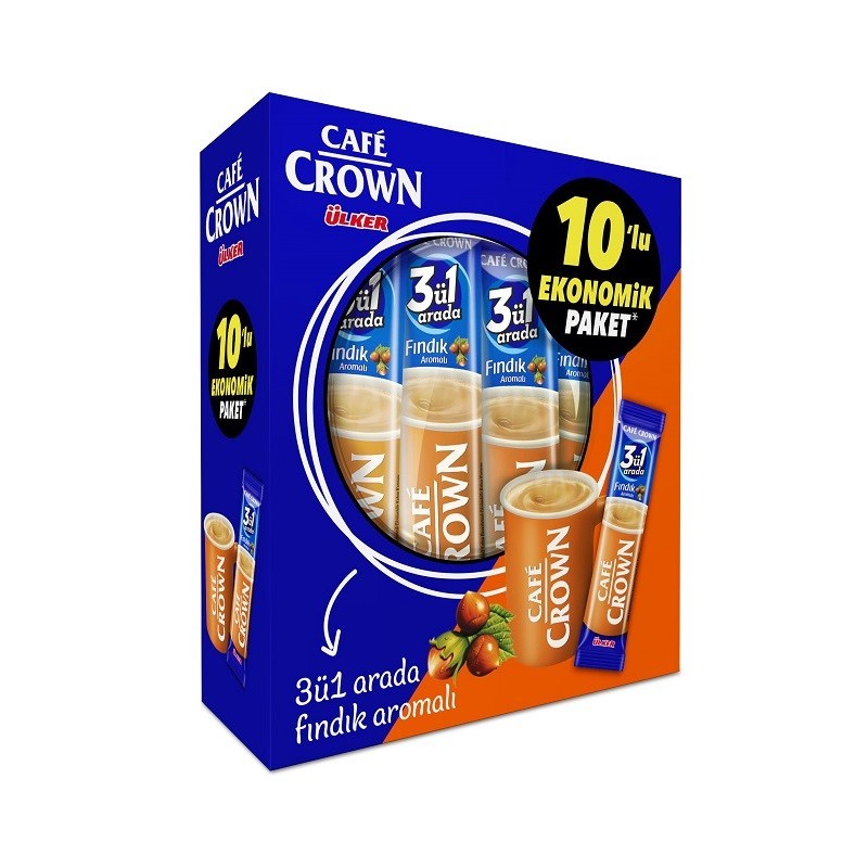 Café Crown Noisettes 3 en 1 - 24 sachets | Café instantané turc halal