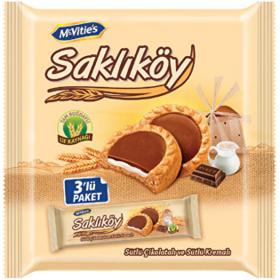 Saklikoy Cikolatali & Sutlu Kremali Biskuvi 3X100G (8X1 8)