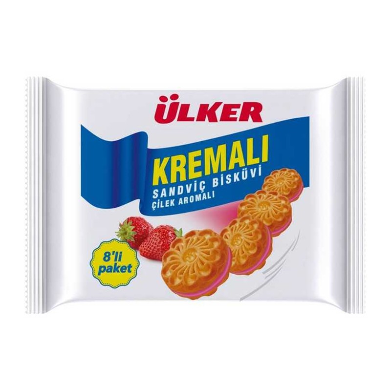 Biscuits ULKER Fraise Kremali - Halal et Savoureux (8 produits)