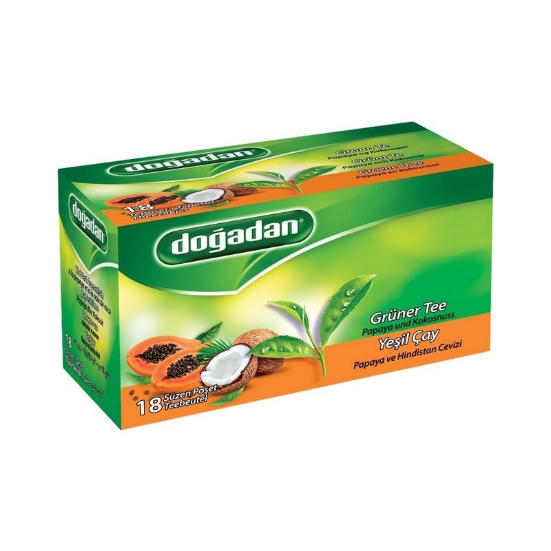 Dogadan Yesil Cay Papaya Coconut Bitki Cayi X12