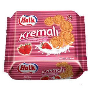 Halk Biscuits Crème à la Fraise Halal - Lot de 8