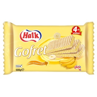 Halk Gofret Banane - Paquet de 12 unités | Biscuits Halal